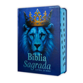 Bíblia Sagrada Letra Jumbo Com Harpa E Índice - Capa Dura - Leão Azul Real