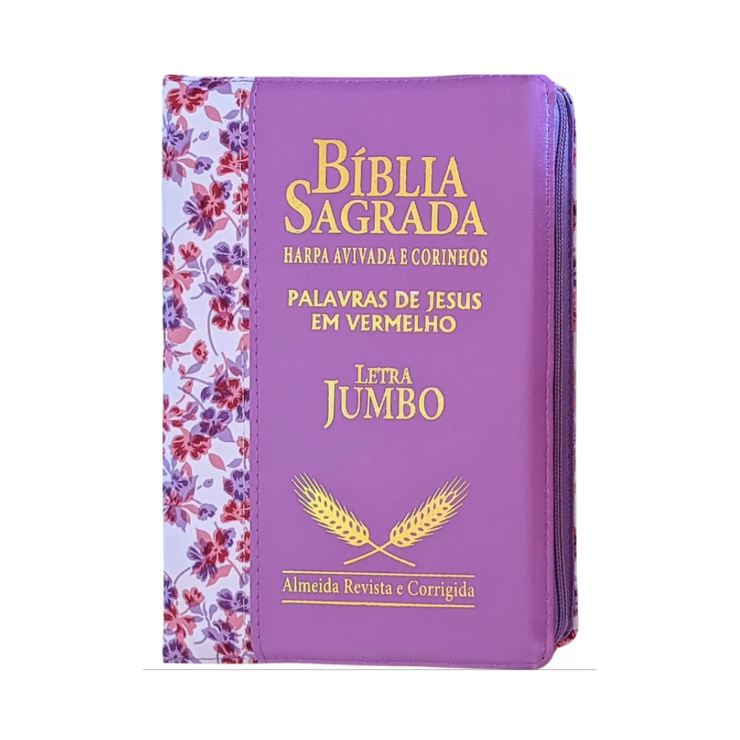 Biblia Jumbo Letra Extra Gigante Harpa Feminina Índice Rosa