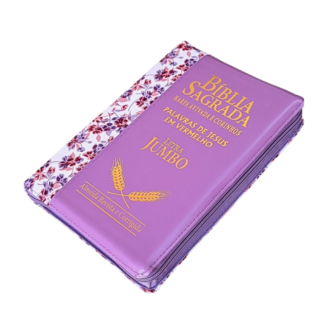 Biblia Jumbo Letra Extra Gigante Harpa Feminina Índice Rosa