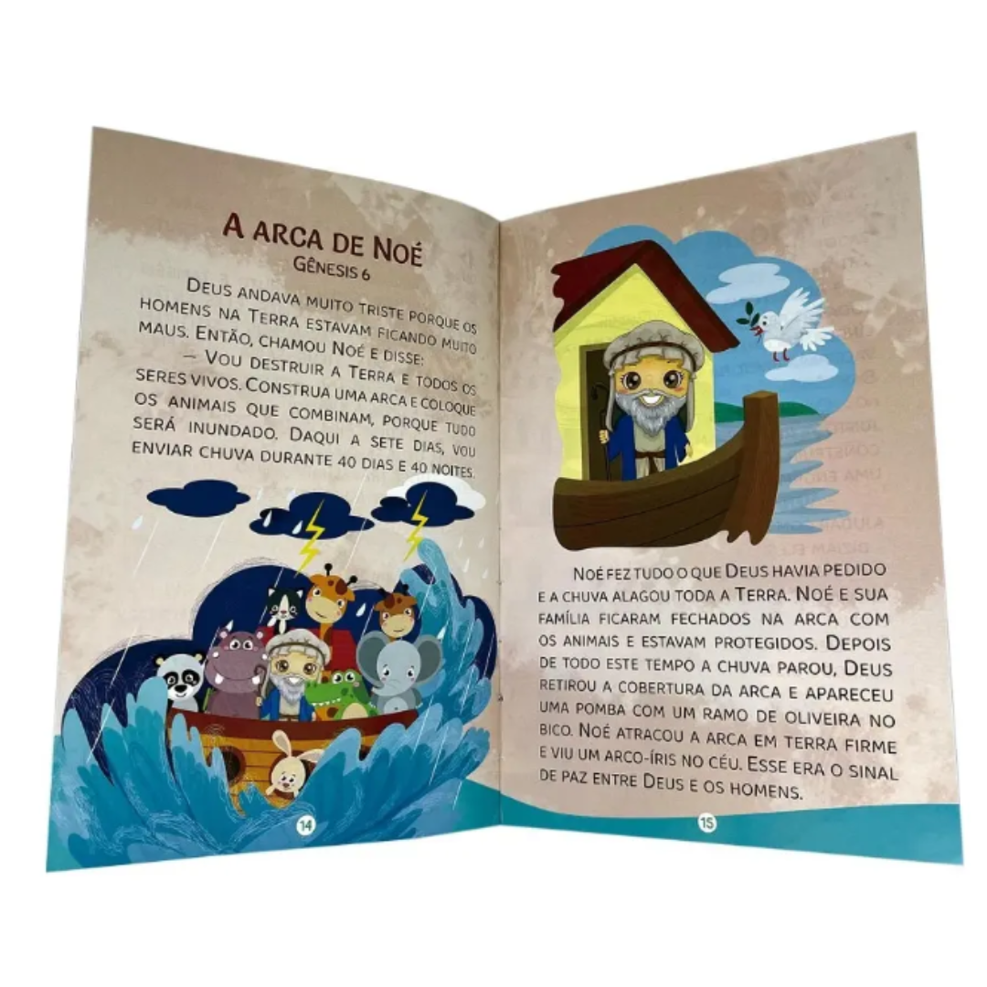 Bíblia Infantil Para Criança Letras Grandes Colorido Capa Dura Leitura E Atividades